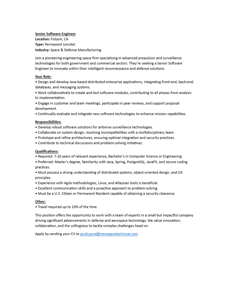 Senior Software Engineer at Newspace | PDF
