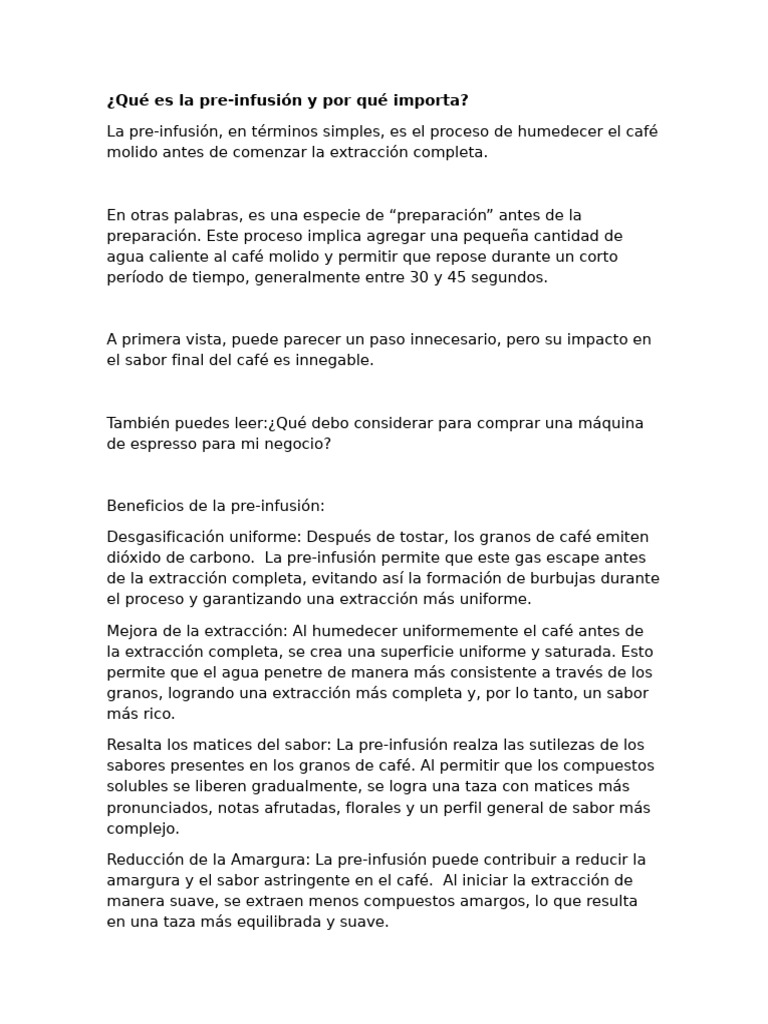 Pre Infusion | PDF | café