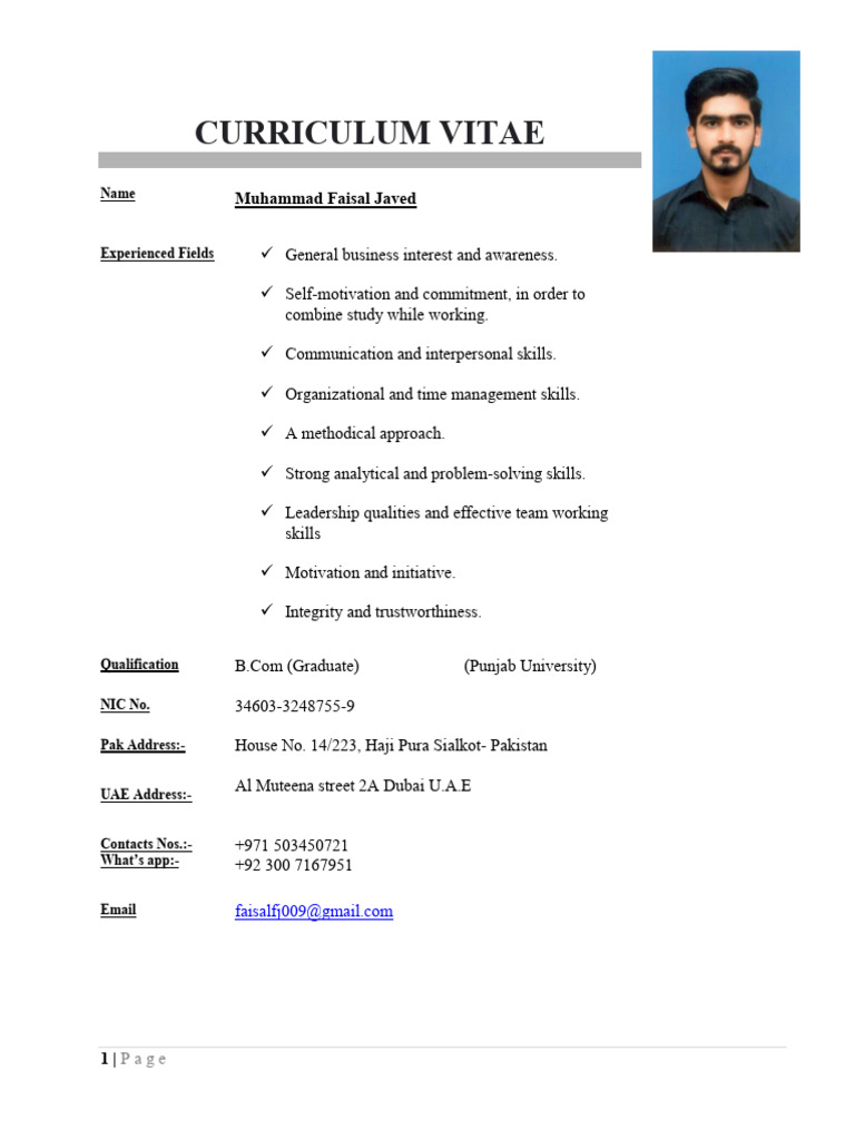 Financial Profile of Muhammad Faisal Javed | PDF | Business