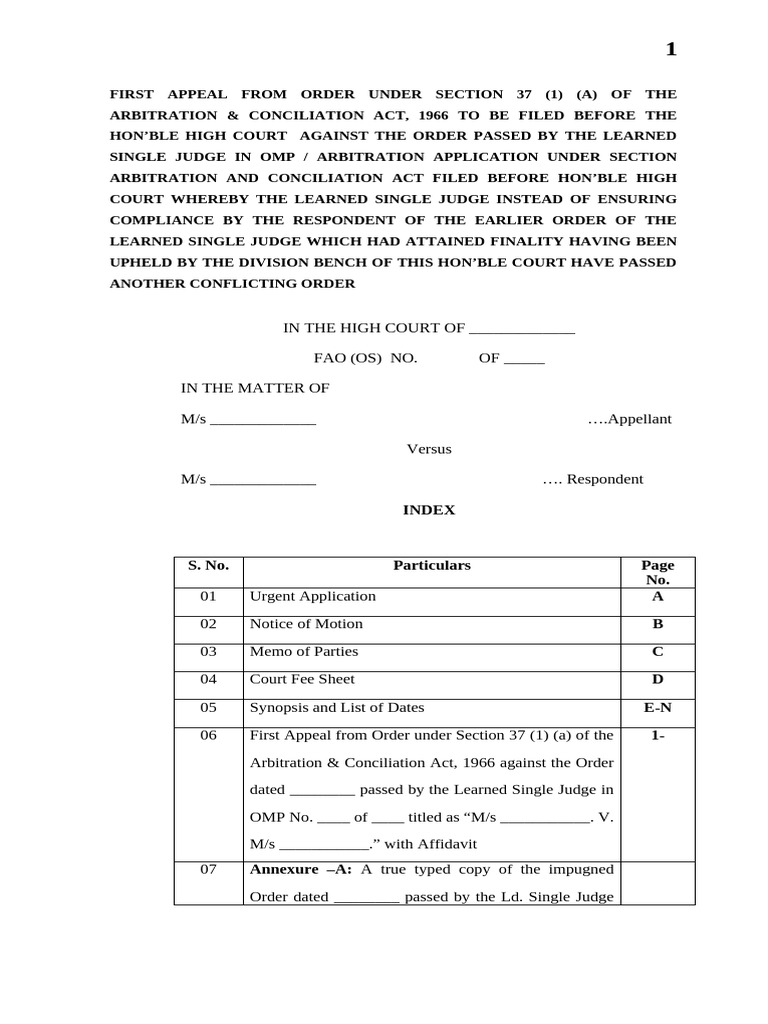 Appeal Under Section 37 of Arbitration Act | PDF | Lease | Appeal