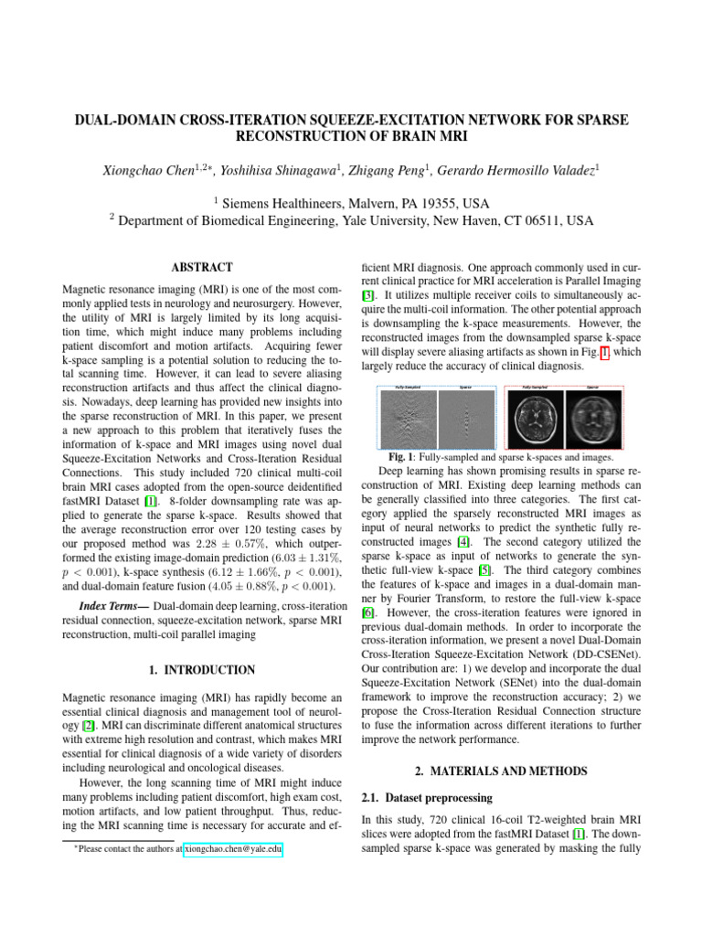 Sparse MRI Reconstruction with DD-CSENet | PDF | Magnetic Resonance ...