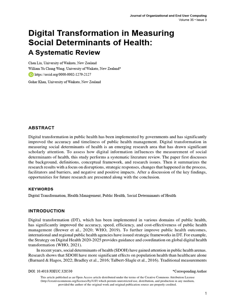 Digital Transformation in Measuring Social Determi | PDF | Cost Of ...
