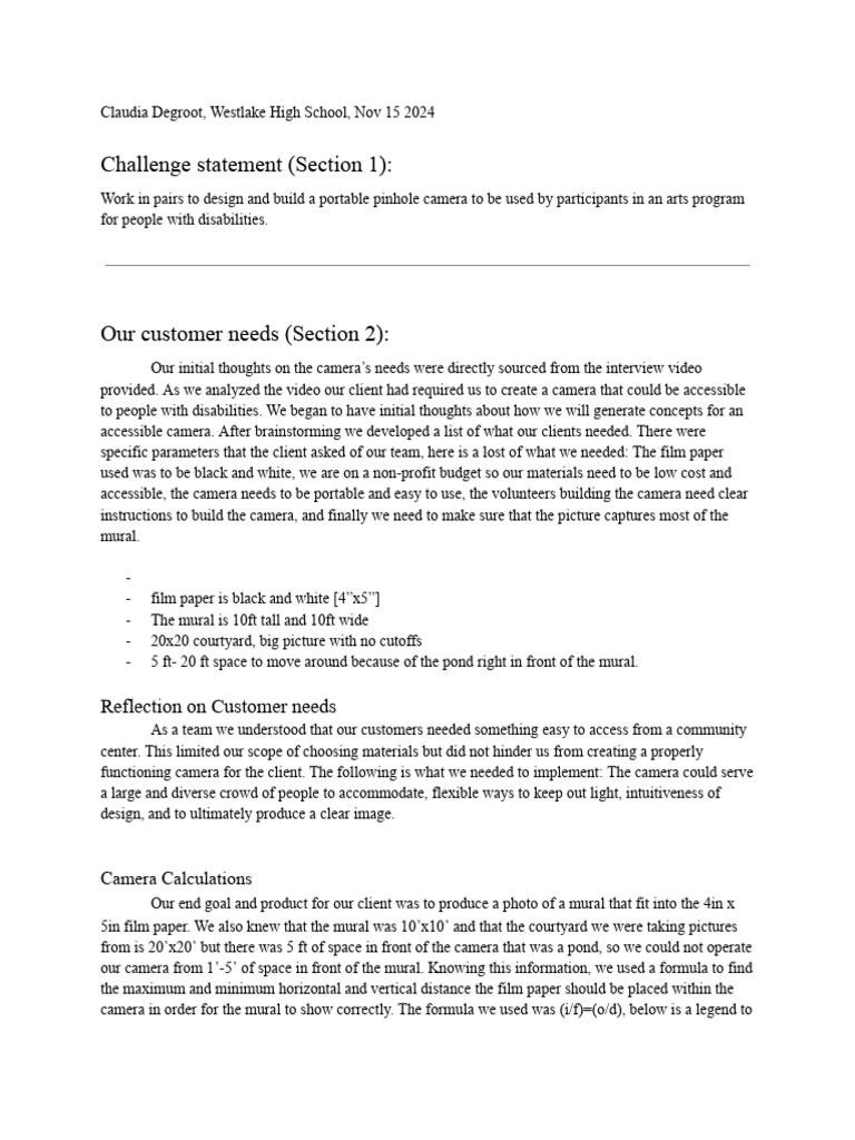 Accessible Pinhole Camera Design Guide | PDF | Camera | Duct (Flow)