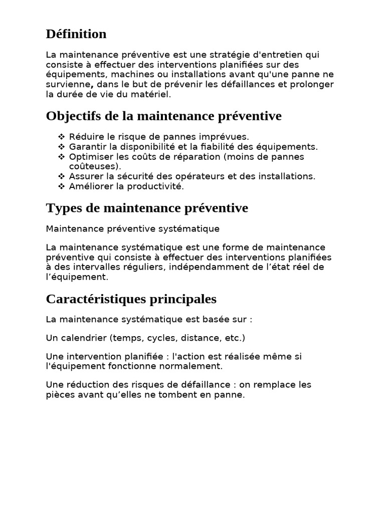 Guide de la maintenance préventive efficace | PDF