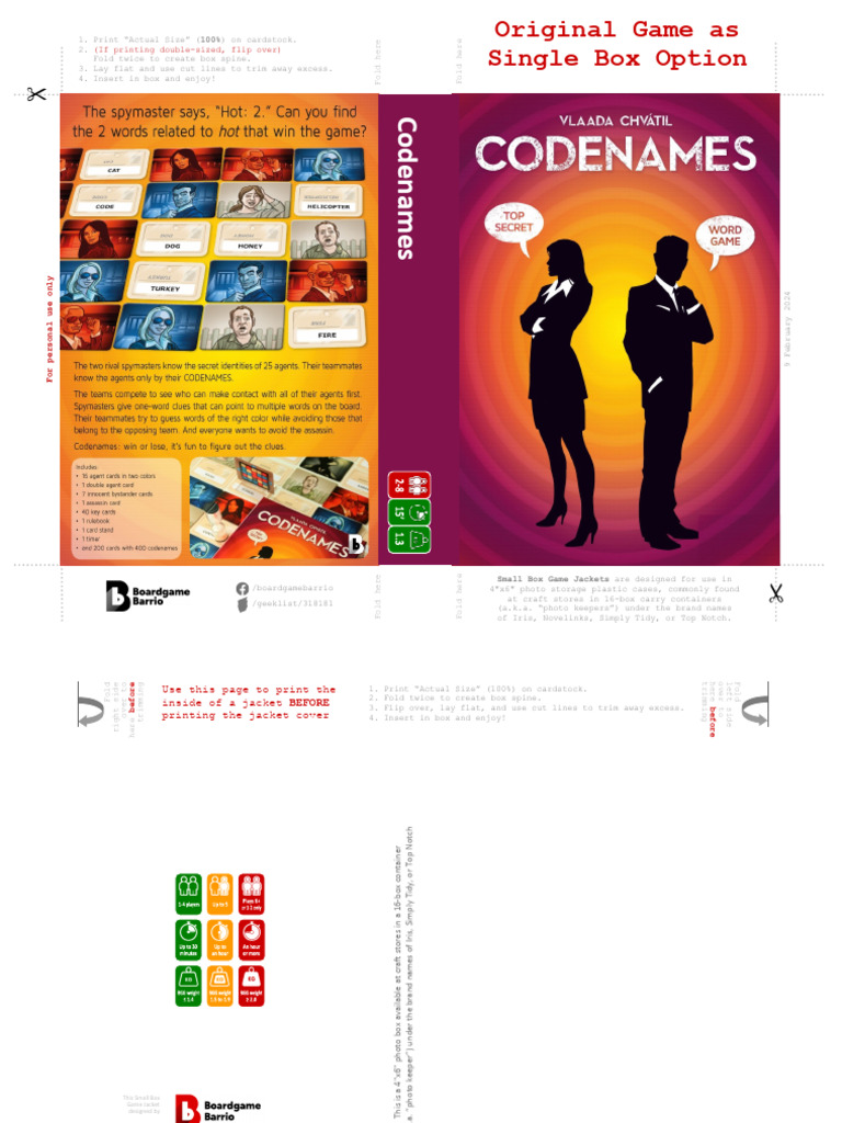 Small Box Game Jackets for Codenames | PDF