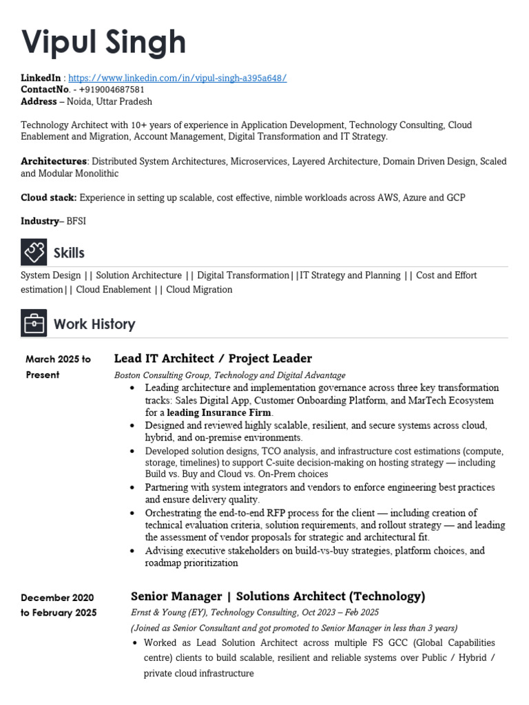 VipulSingh Solution Architect | PDF | Cloud Computing | Amazon Web Services