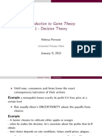 Introduction To Game Theory 1 - Decision Theory: Helena Perrone