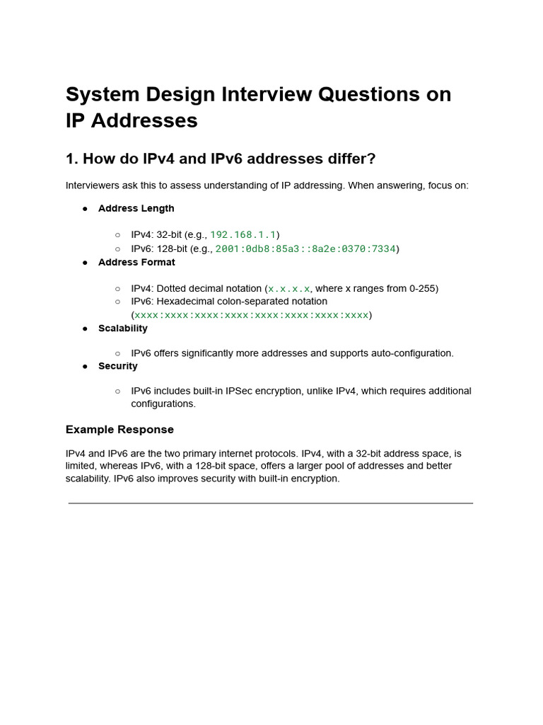 Interview+Questions+ +IP+Addresses | PDF | Domain Name System | Ip Address