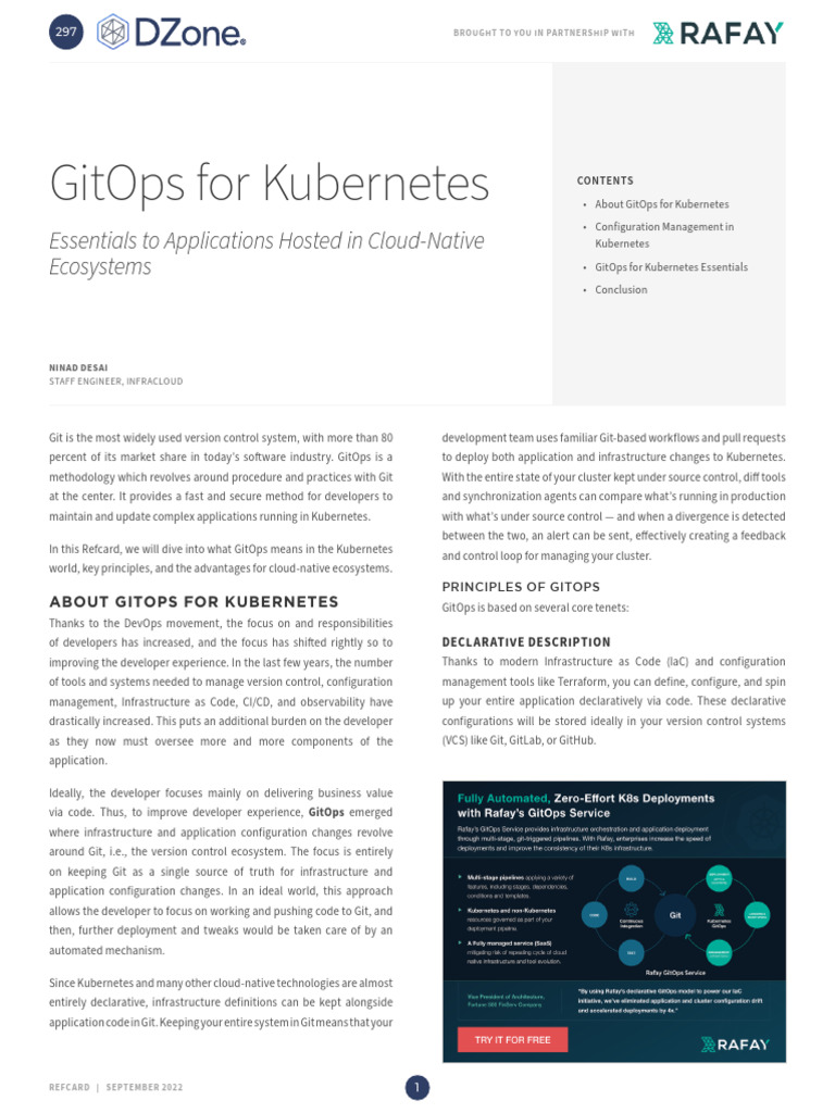 Rafay DZone Refcard Gitops for Kubernetes 2022 | PDF | Systems ...