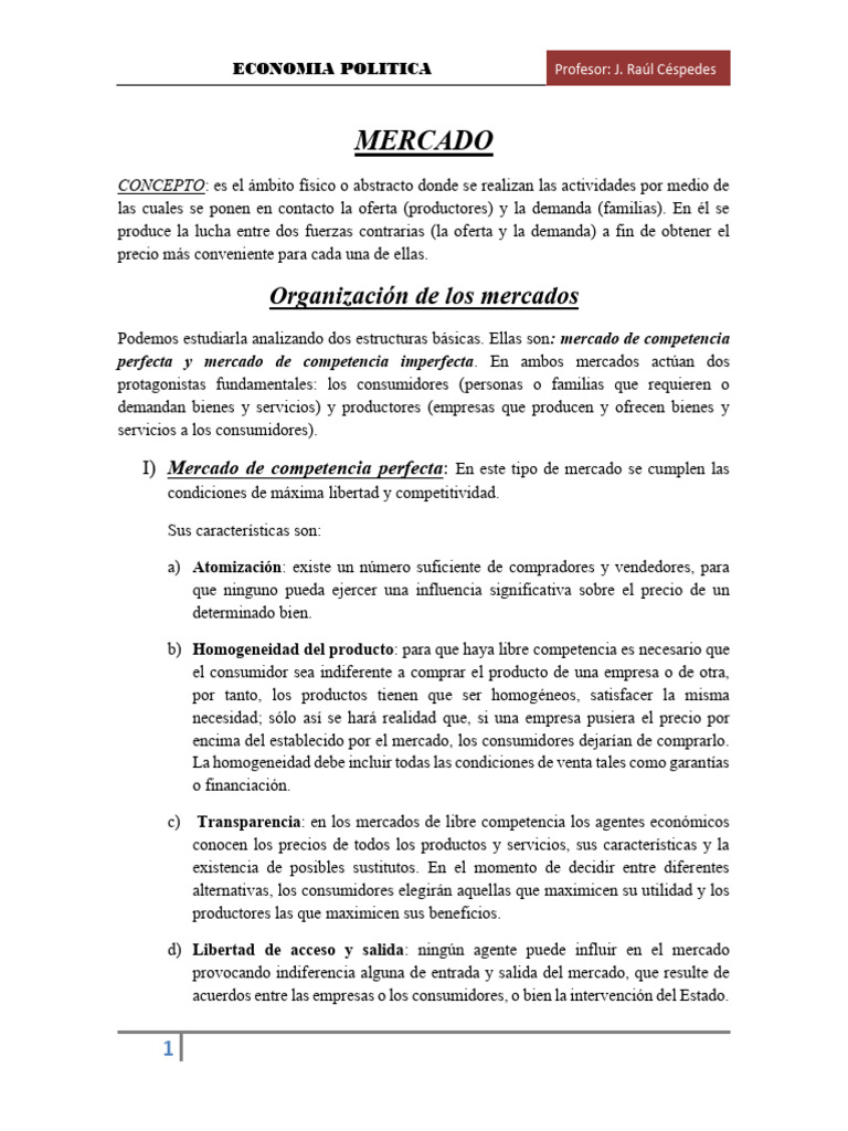 Estructuras de Mercado y Competencia | PDF | Mercado (economía) | Monopolio