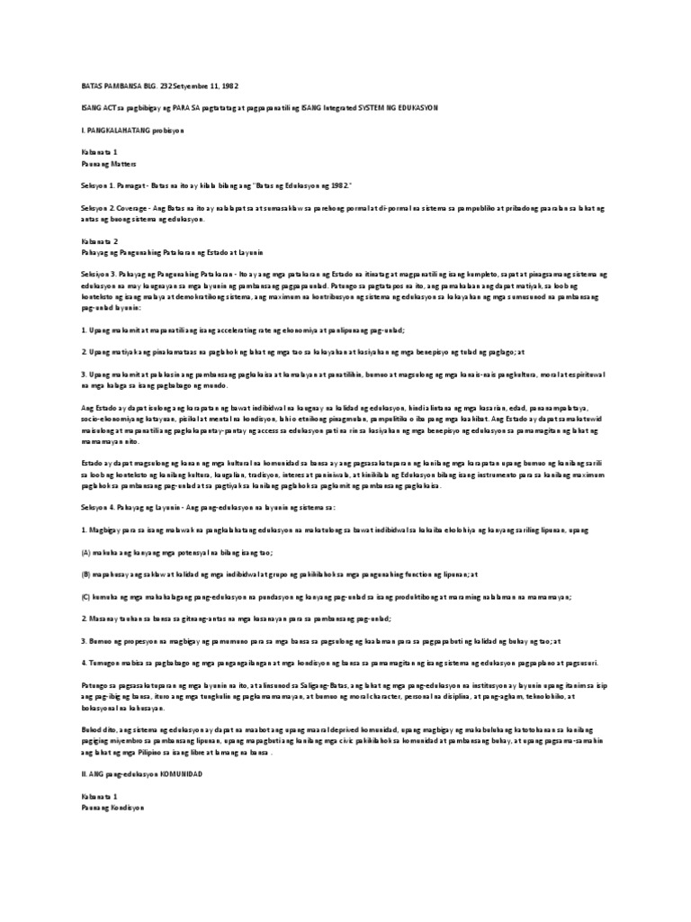 Batas Pambansa BLG | PDF