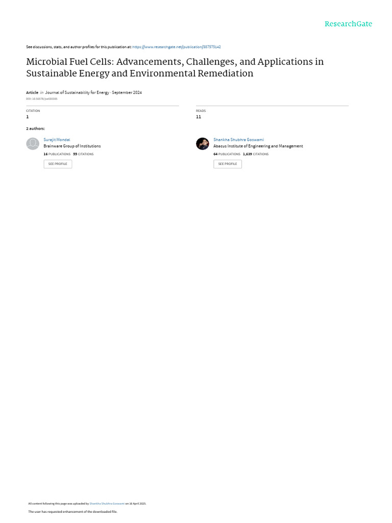 Microbial Fuel Cells: Innovations & Challenges | PDF | Redox | Metabolism