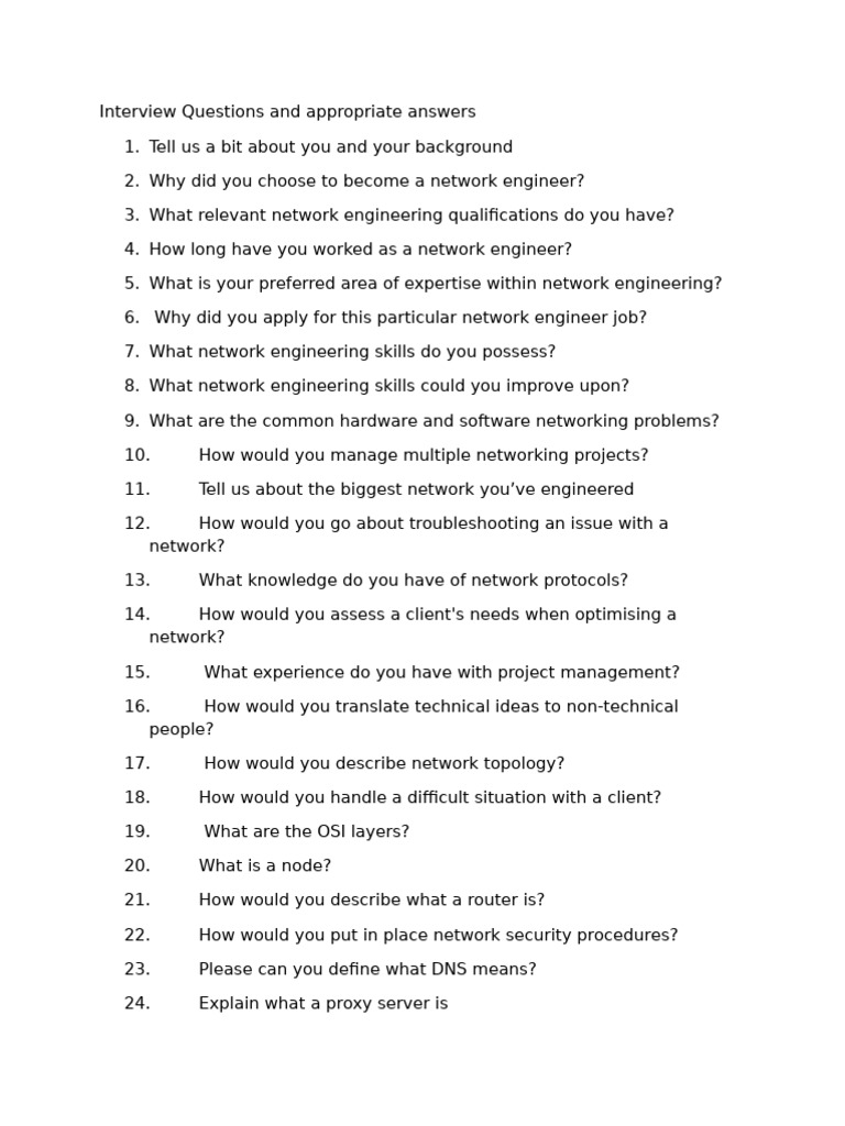 Essential Network Engineer Interview Questions | PDF