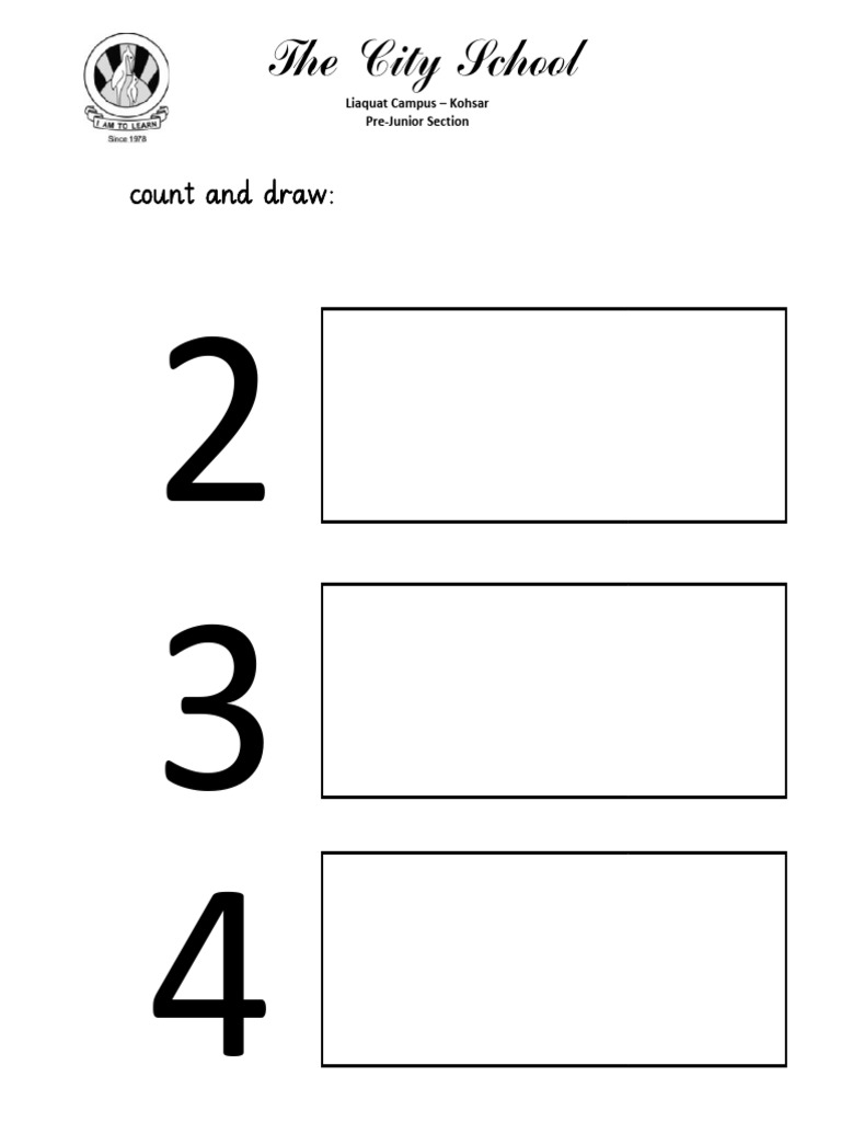 Pre-Junior Counting Activities at City School | PDF