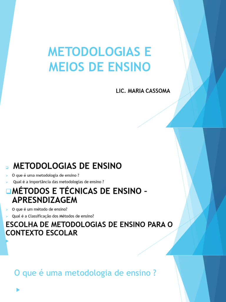 Metodologias de Ensino e Aprendizagem | PDF | Método de ensino ...