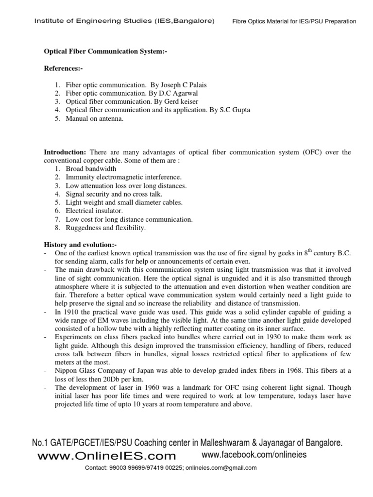 Overview of Optical Fiber Communication | PDF | Dispersion (Optics ...