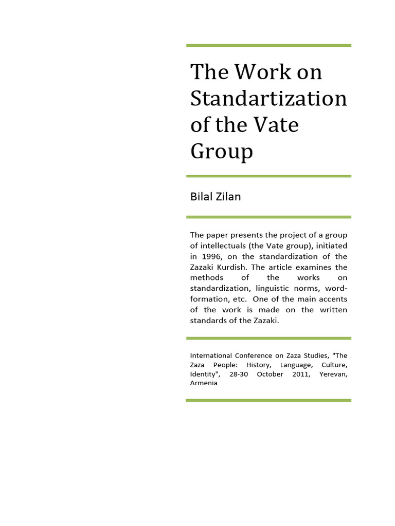 Vate Group's Zazaki Standardization Efforts | PDF | Communication ...