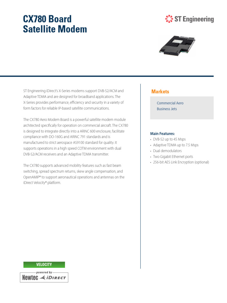 CX780 Aero Satellite Modem Overview | PDF | Network Architecture ...