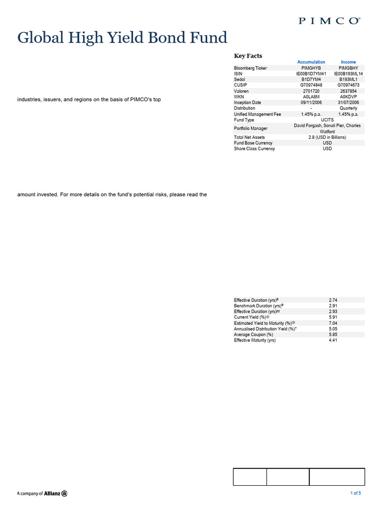 Pimco Global HY | PDF | Bonds (Finance) | Investing