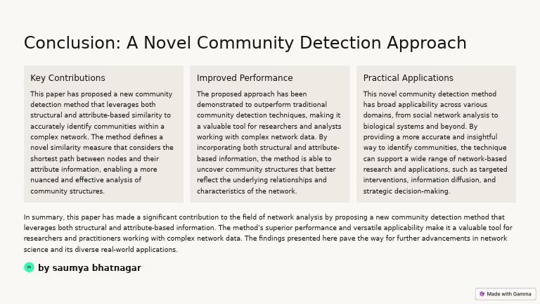 Conclusion A Novel Community Detection Approach | PDF
