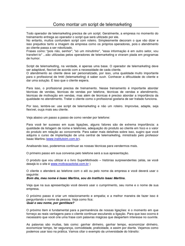 Técnicas de Telemarketing Eficaz | PDF