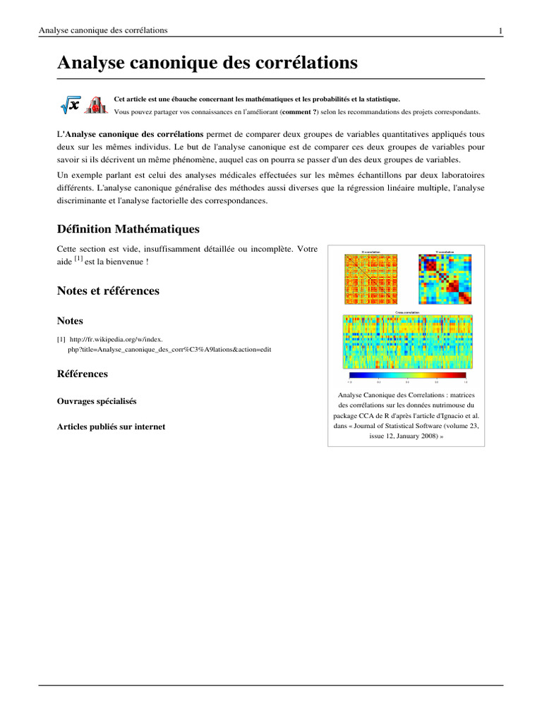 Analyse canonique des corrélations | PDF | Statistique multivariée ...