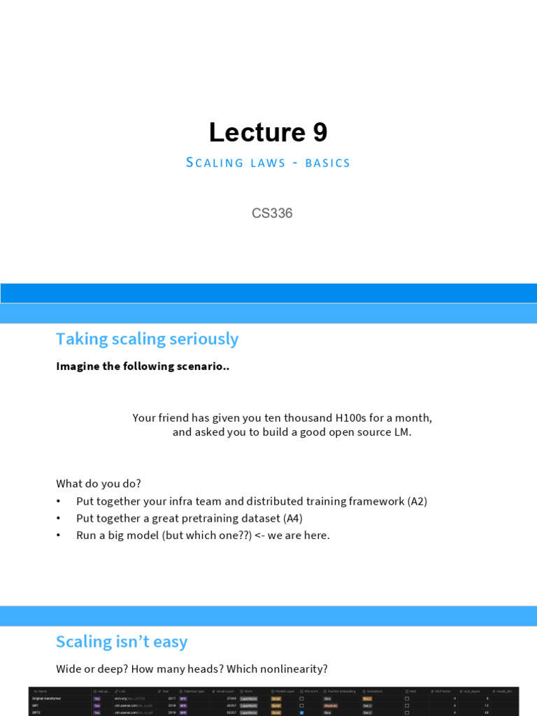 2025 Lecture 9 - Scaling Laws Basics | PDF