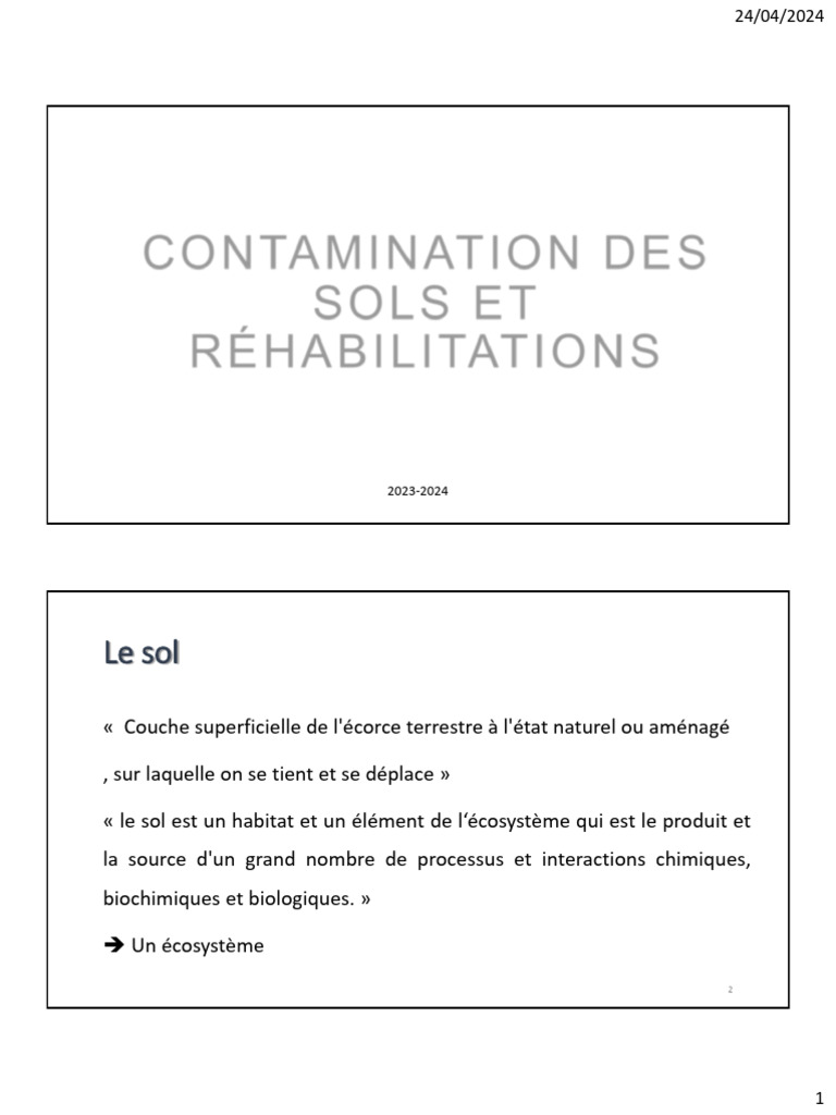 Contamination des sols et réhabilitations | PDF | Pollution de l'eau ...