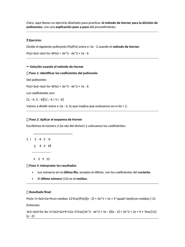 Horner - Ruffini | PDF