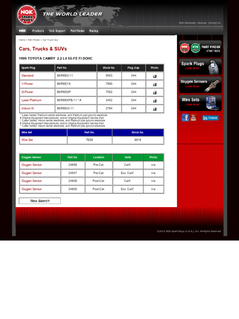 NGK Spark Plug Application Guide | PDF