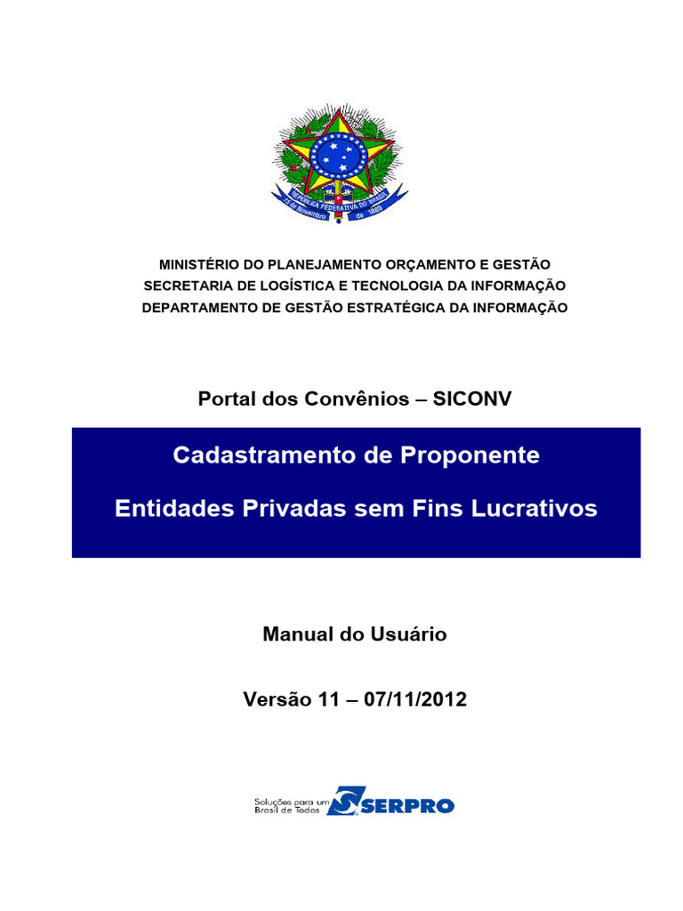 Cadastramento de Proponente Entidades Privadas Sem Fins Lucrativos ...