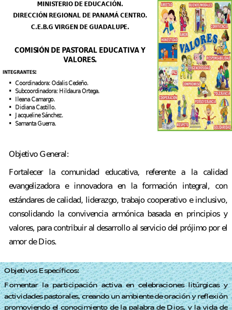 Comisión de Pastoral Educativa y Valores 2025 | PDF