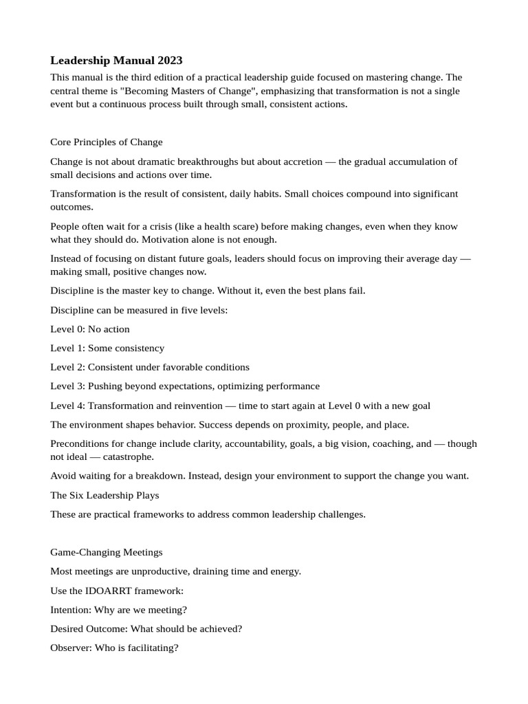 Leadership Manual 2023 | PDF | Leadership | Mentorship