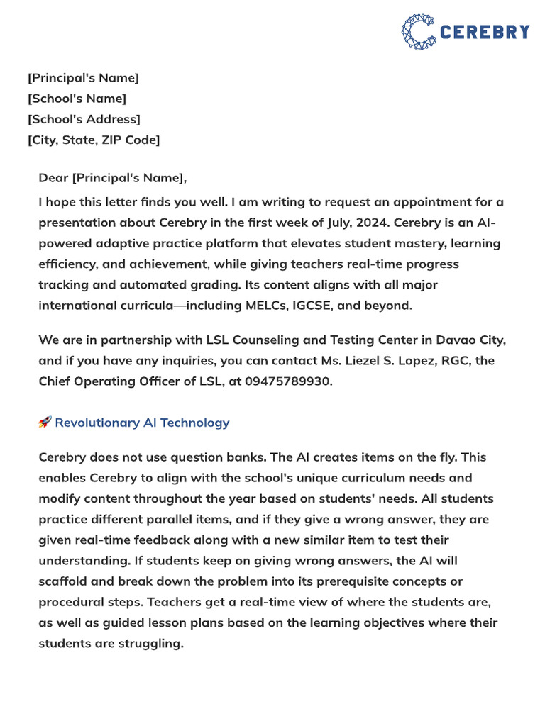 Cerebry Brochure With Flyer | PDF | Pedagogy | Intelligence