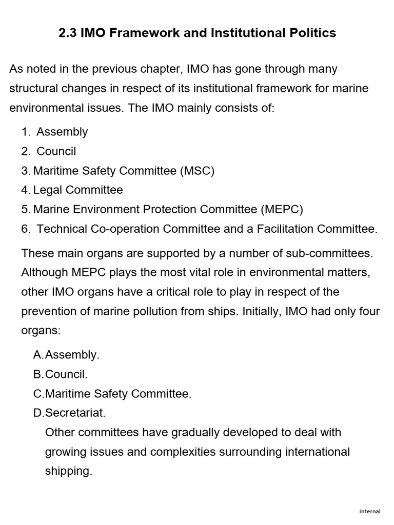 IMO Framework for Marine Pollution Management | PDF | Territorial ...