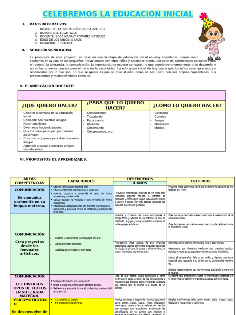Celebración de la Educación Inicial | PDF | Educación de la primera ...