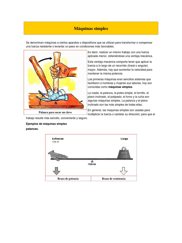 Máquinas Simples Pdf Palanca Máquinas