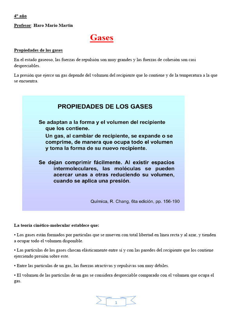 Propiedades y leyes de los gases | PDF | Gases | Mole (Unidad)