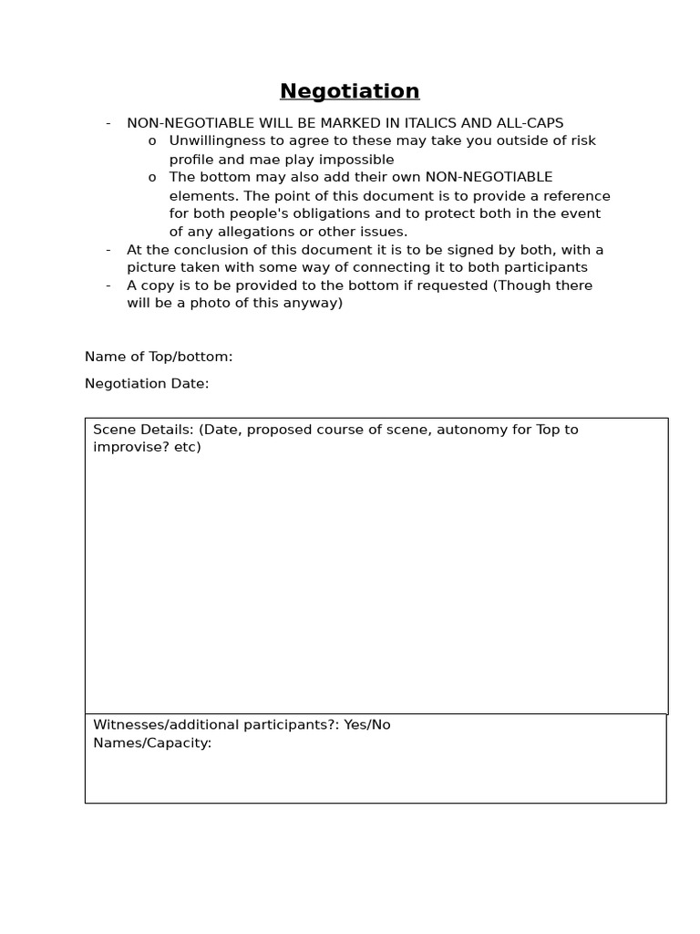 Negotiation Sheet #3 | PDF