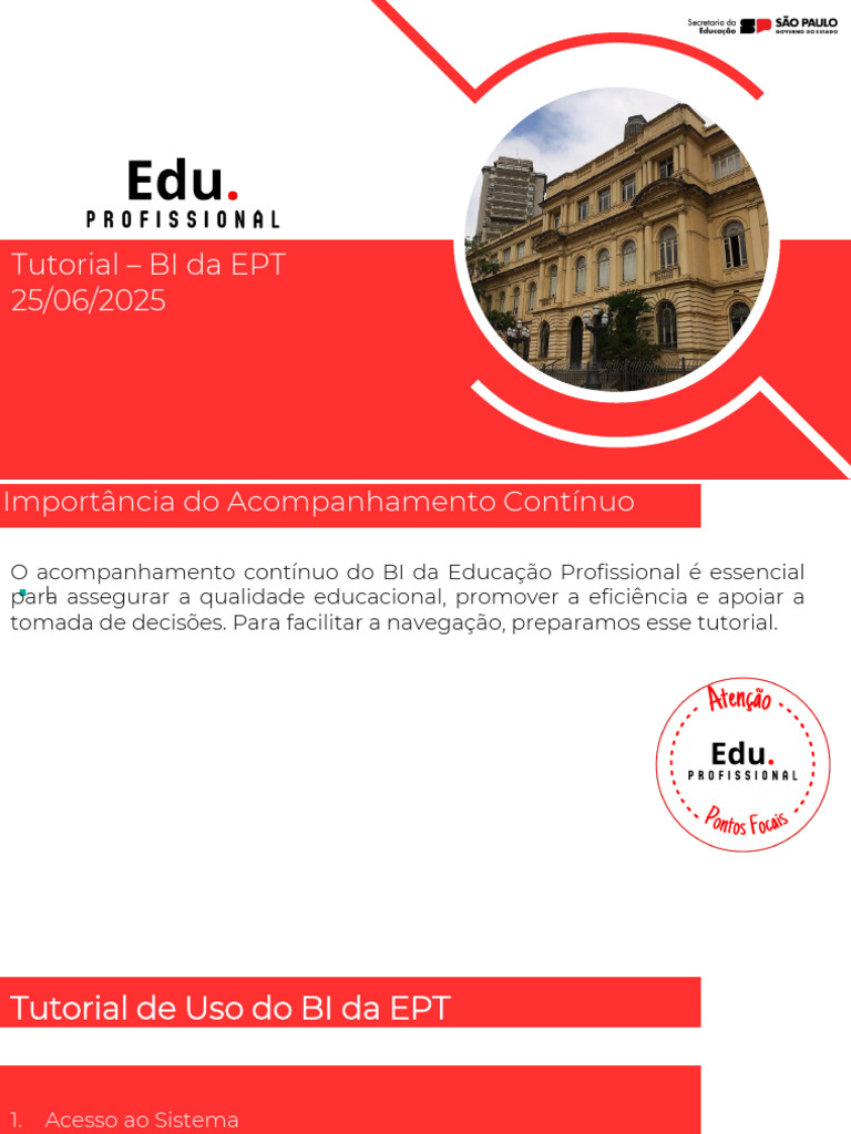 Tutorial de Uso do BI na Educação Profissional | PDF