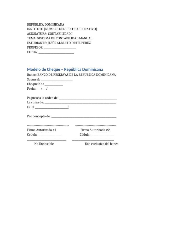 Modelo de Cheque RD | PDF