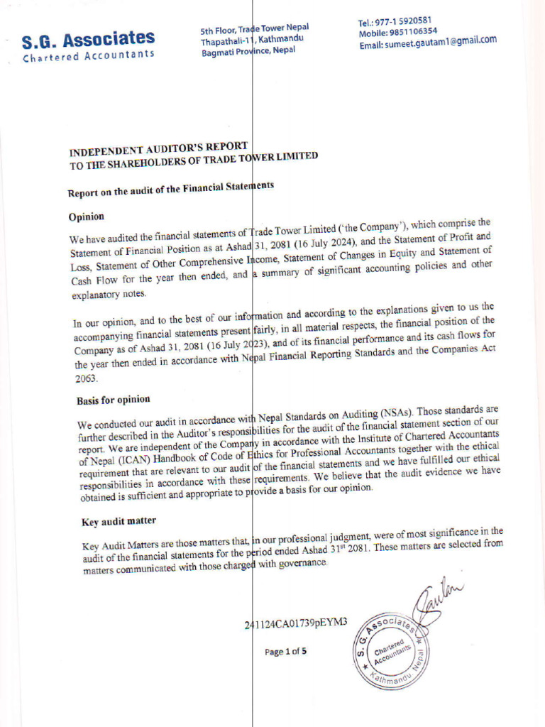Audit Report on Financial Statements | PDF | Audit | Depreciation