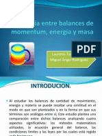 Analogía Entre Balances de Momentum, Energía y