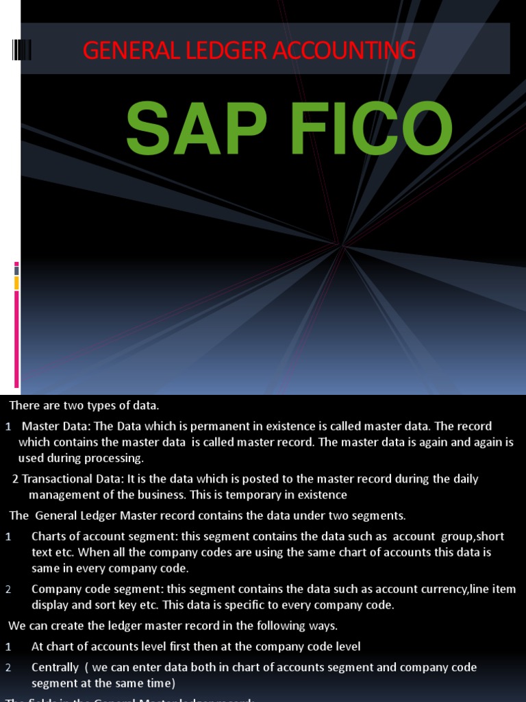 General Ledger Accounting Sap Fico PDF Financial Transaction