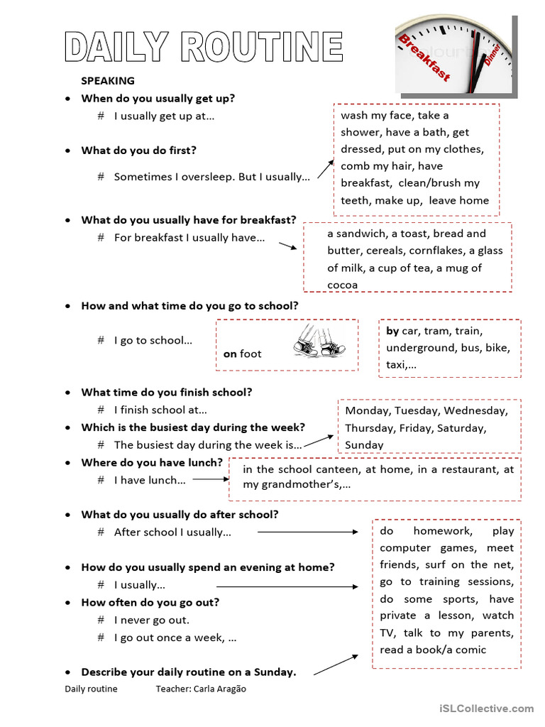 Daily Routine Speaking Practice Guide | PDF