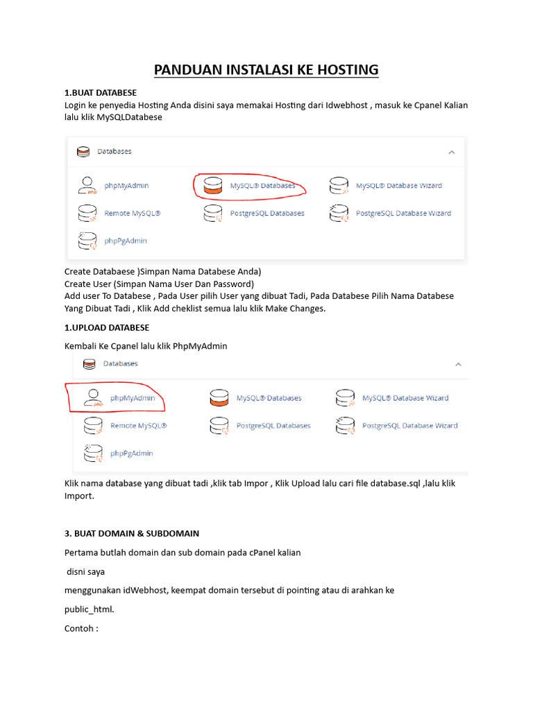 Panduan Instalasi Database di Hosting | PDF