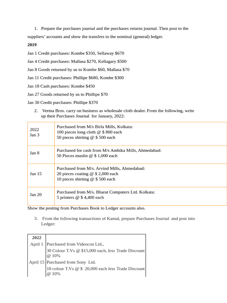 Purchases and Sales Journal Preparation | PDF | Accounting | Business