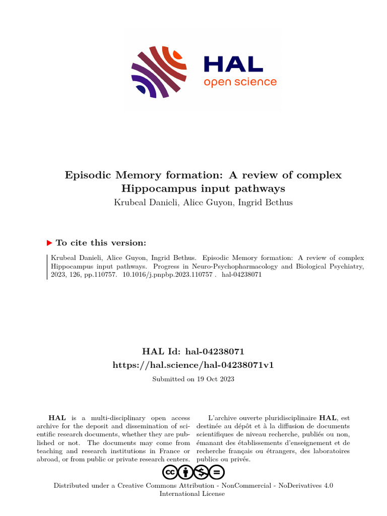 Hippocampal Pathways in Memory Formation | PDF | Hippocampus Anatomy ...