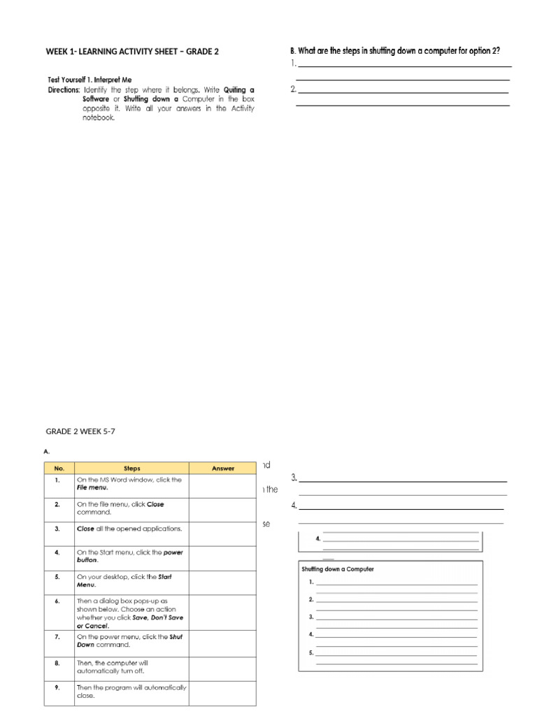 Computer 2 - q4 - Learning Activity Sheet w1-w7 | PDF