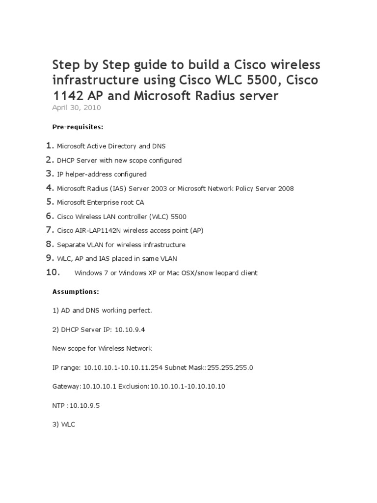 Step by Step Guide To Build A Cisco Wireless Infrastructure Using Cisco